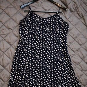 Navy/Dandelion Seed Spaghetti-strap Dress
